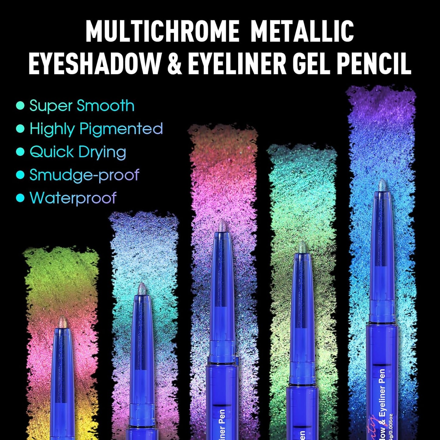 UCANBE Chameleon Eyeshadow & Eyeliner Gel Pencil-Multichrome Shifting Colors Metallic Glitter Eye Makeup,Waterproof Long-Lasting Smudge-Proof Multi-Dimensional Color (Teal Green to Rose Magenta)