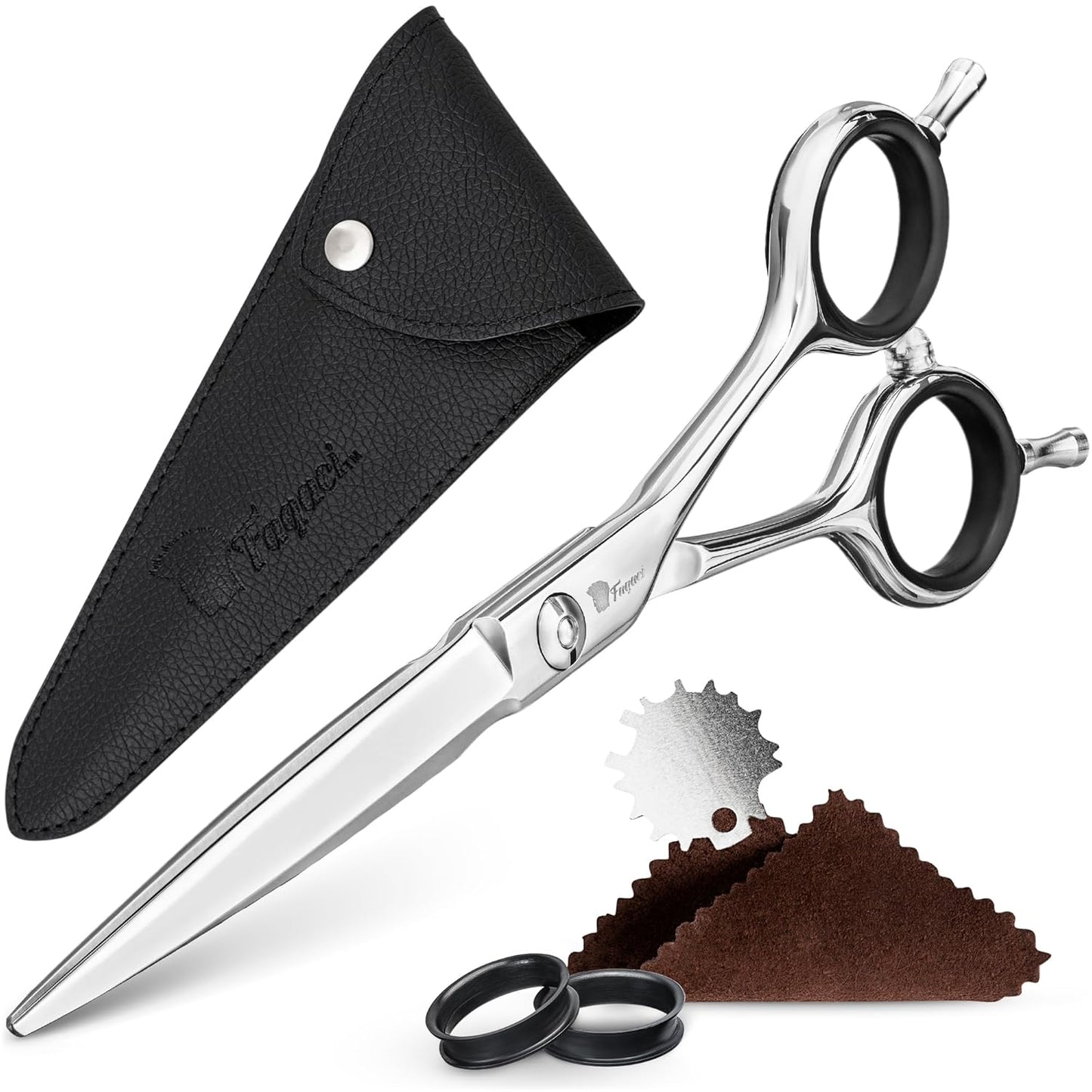 Fagaci Professional Hair Cutting Scissors 6” Super Sharp Thin Blades, 440C Steel for Maximum Precision, Lightweight Hair Shears for Women & Men