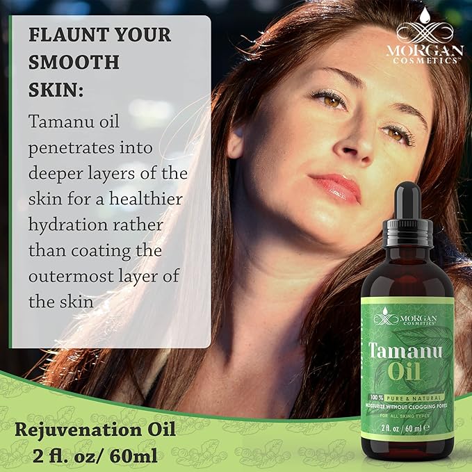 Morgan Cosmetics 100% Pure Tamanu Oil, Cold Pressed, USDA Certified Organic, 2 fl oz
