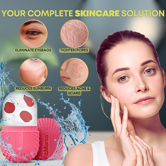 Ice Roller For Face - Facial Ice Roller for self Skin Care of all Types, Cold Face Ice Roller Facial Massager for Eye Puffiness relief, Wrinkles, Migraine & TMJ Relief Massager