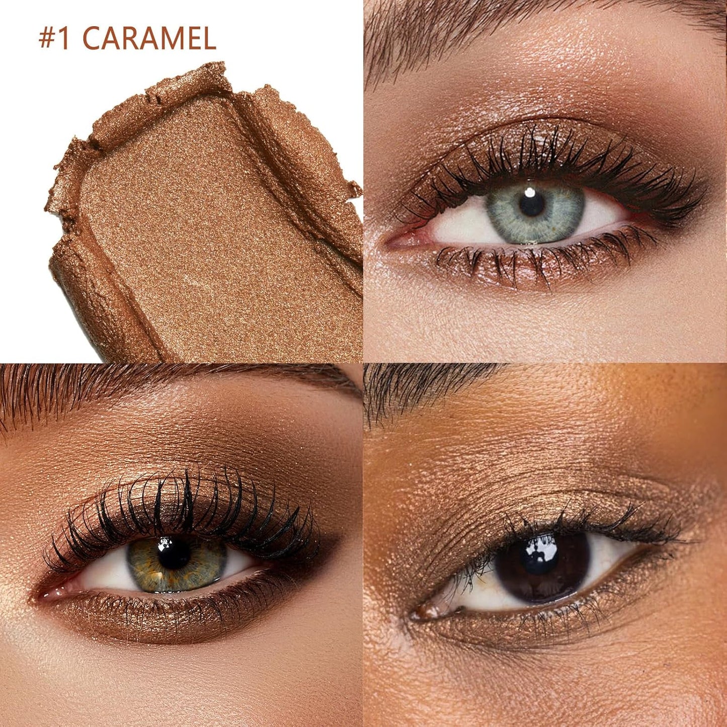 CHIFURE Eyeshadow Stick, Shimmer and Matte Cream Eye Shadow Brightener Sticks Eyeliner Pencil Crayon, Waterproof Long Lasting Eye Highlighter Stick Makeup,0.056 Oz(#1-Caramel)