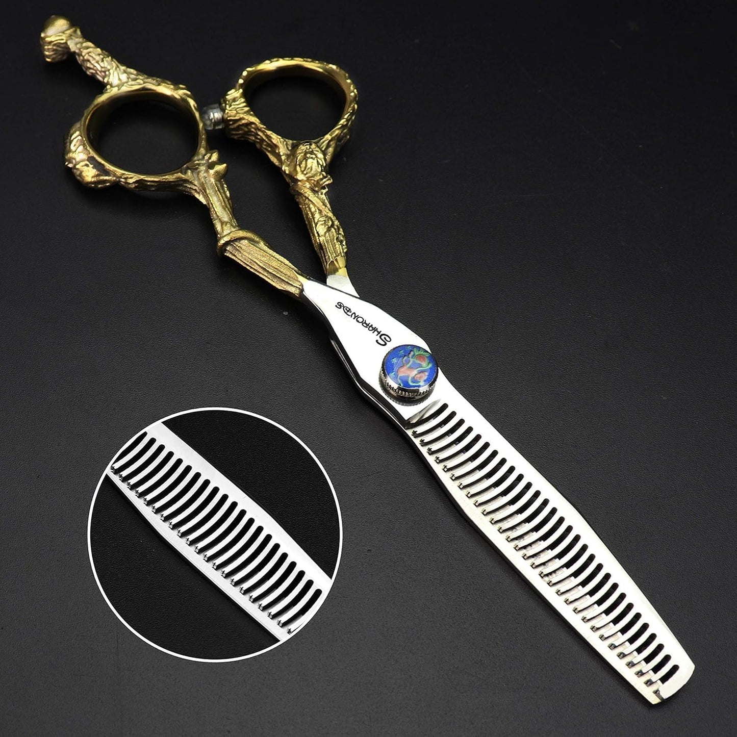 Professional hair barber scissors Japanese material steel 440c, hairdresser barber shop hair clipper (Silver《set》)