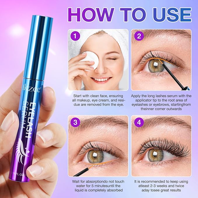 Premium Eyelash Growth Serum For Eyelash Growth Longer & Thicker, Lash Enhancing Serum With Premium All Natural Cold Pressed Castor Oil, 3 Month Supply, 5ml