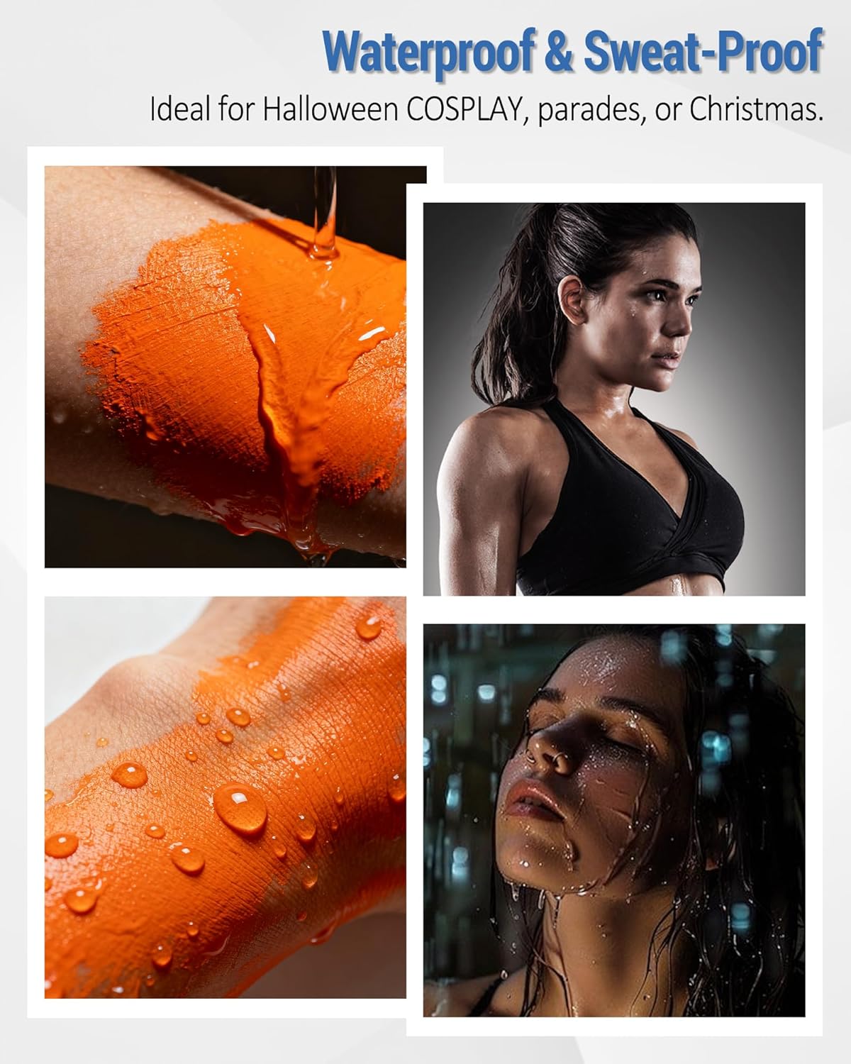 Orange Face Paint Stick, Waterproof Highly Pigmented Full Body Paint for Adults, Orange Eye Black Stick for Baseball Sports, Body Face Painting for Halloween SFX Cosplay Makeup-02