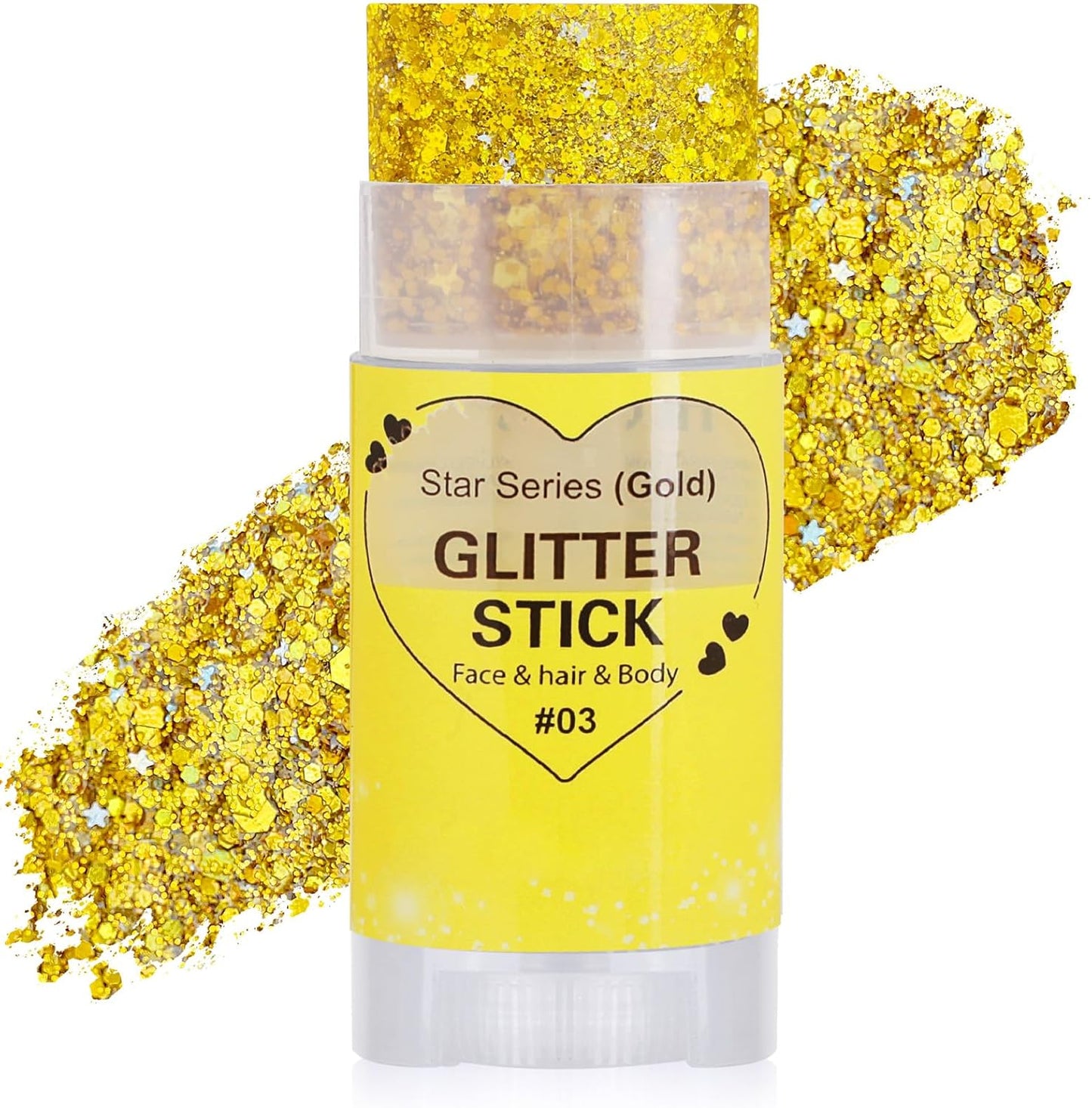 Gold Hair Glitter Stick for Kids,Yellow Body Face Glitter Singer Concert Outfits for Women,Rave Accessories Carnival Chunky Sequins,Waterproof Shimmer Body Paint for Adults