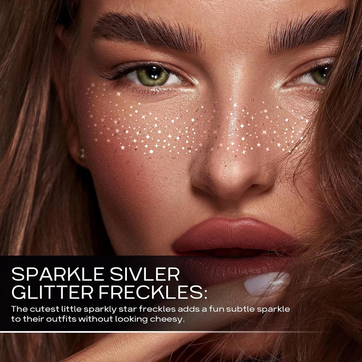 Face Glitter Freckles, Makeup Patches-Silver-Face Glitter Speckles Patches, 4pcs