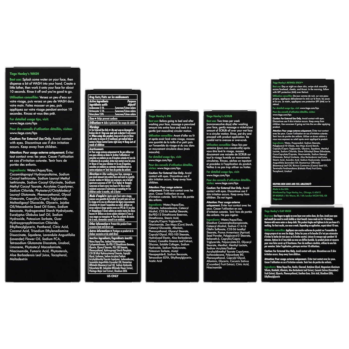 Tiege Hanley Men’s Skin Care Set 30 & 90 Days Routine (90 Day Routine - 6 Piece Set)