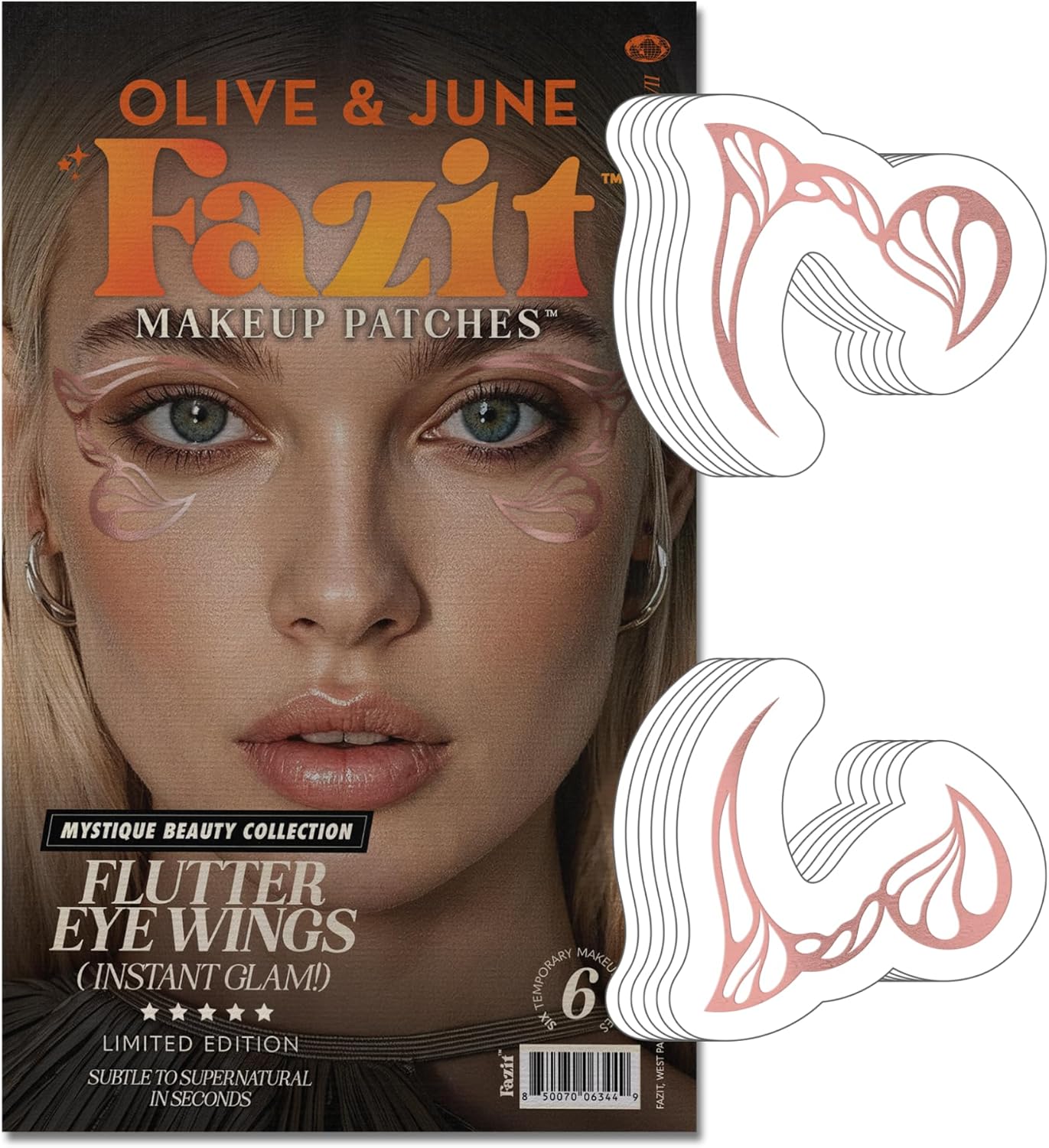 Fazit Makeup Patches - Halloween Flutter Eye Wings - Glow Up Make-Up Patches - Cute Glitter Makeup Accessories for Women - Cosmetic Glitter for Face