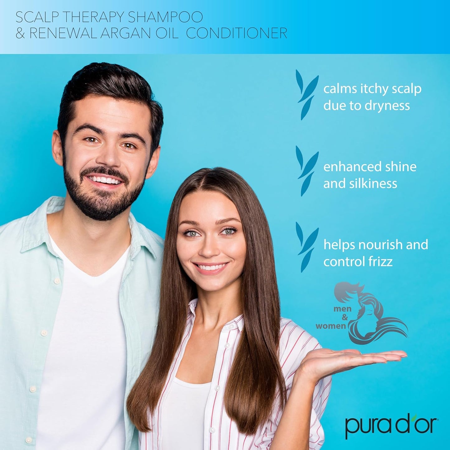 PURA D'OR 16 Oz Renewal Argan Oil Conditioner – Sulfate-Free, Hydrating, Frizz Control, Color-Safe, with Organic Aloe Vera & Argan Oil, Nourishing & Strengthening for Dry, Damaged Hair