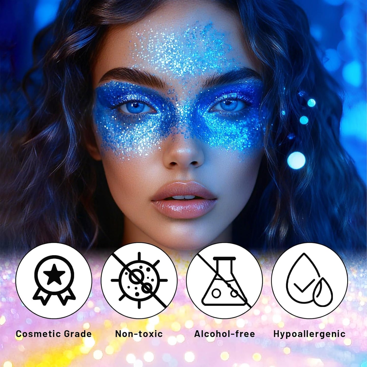 DAGEDA Blue Body Glitter Stick,Sparkly Face Glitter Makeup,Holographic Hair Glitters Mermaid Makeup Rave Outfits for Women, Shimmer Face Paint Stick Singer Concert Accessories