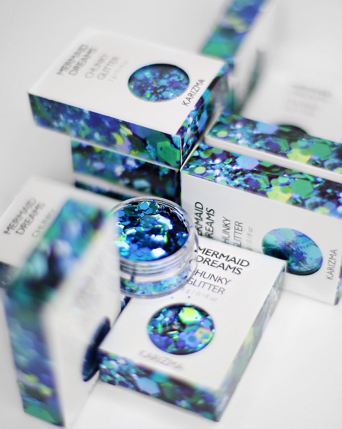 KARIZMA Mermaid Dreams Glitter Set - 10g Chunky Face, Hair, Eye & Body Glitter for Women. Rave & Festival Accessories