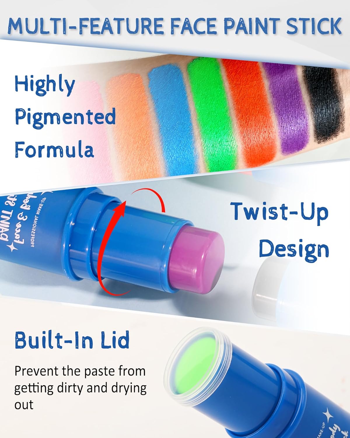 Purple Face Body Paint Stick, Waterproof Highly Pigmented Full Purple Body Paint for Adults, Eye Black Stick for Baseball Football Sports, Face Painting for SFX Cosplay Halloween Makeup-07