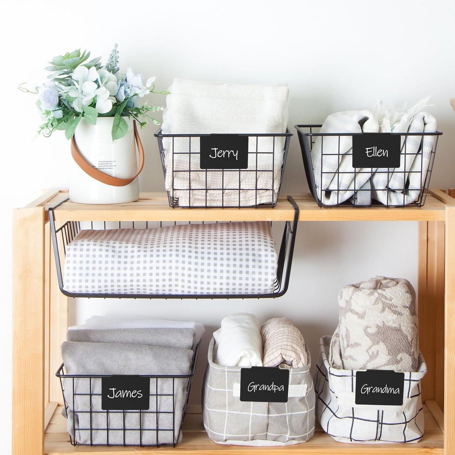 Mr. Pen- Basket Labels Clip On Set, 32 pcs, 30 Removable Bin Labels Clip On with 2 Chalk Markers