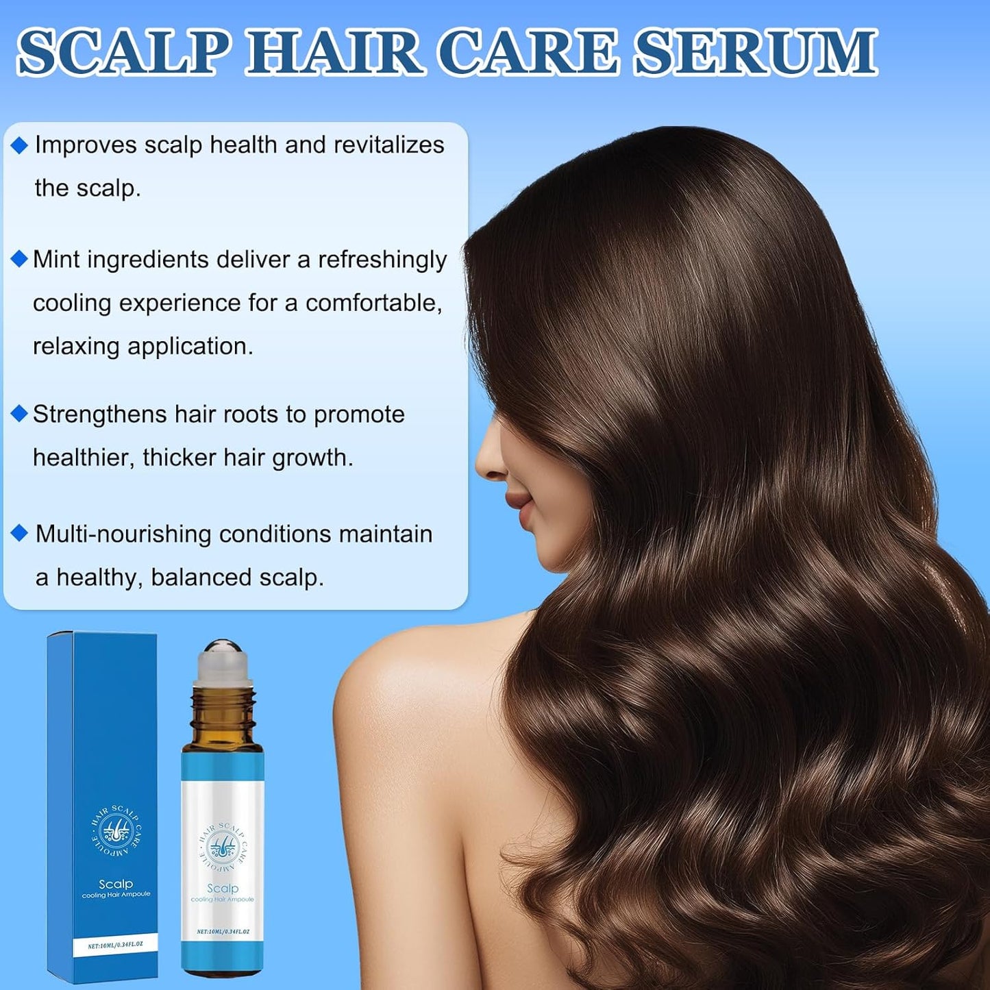 3Pcs Advanced Hair Growth Roll-On Serum, Promotes Growth, Reduces Hair Loss, Nourishes Scalp & Roots with Vitamin E & Natural Oils, For All Hair, Women & Men