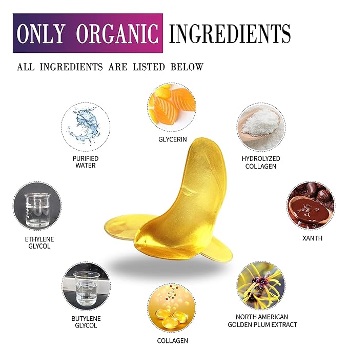 Vandarllin24K Gold Powder Gel Collagen Eye Masks Sheet Patch, Remove Bags,Dark Circles &Puffiness,Reduce Wrinkle,Moisturising,Hydrating for Blackheads (120Pairs)