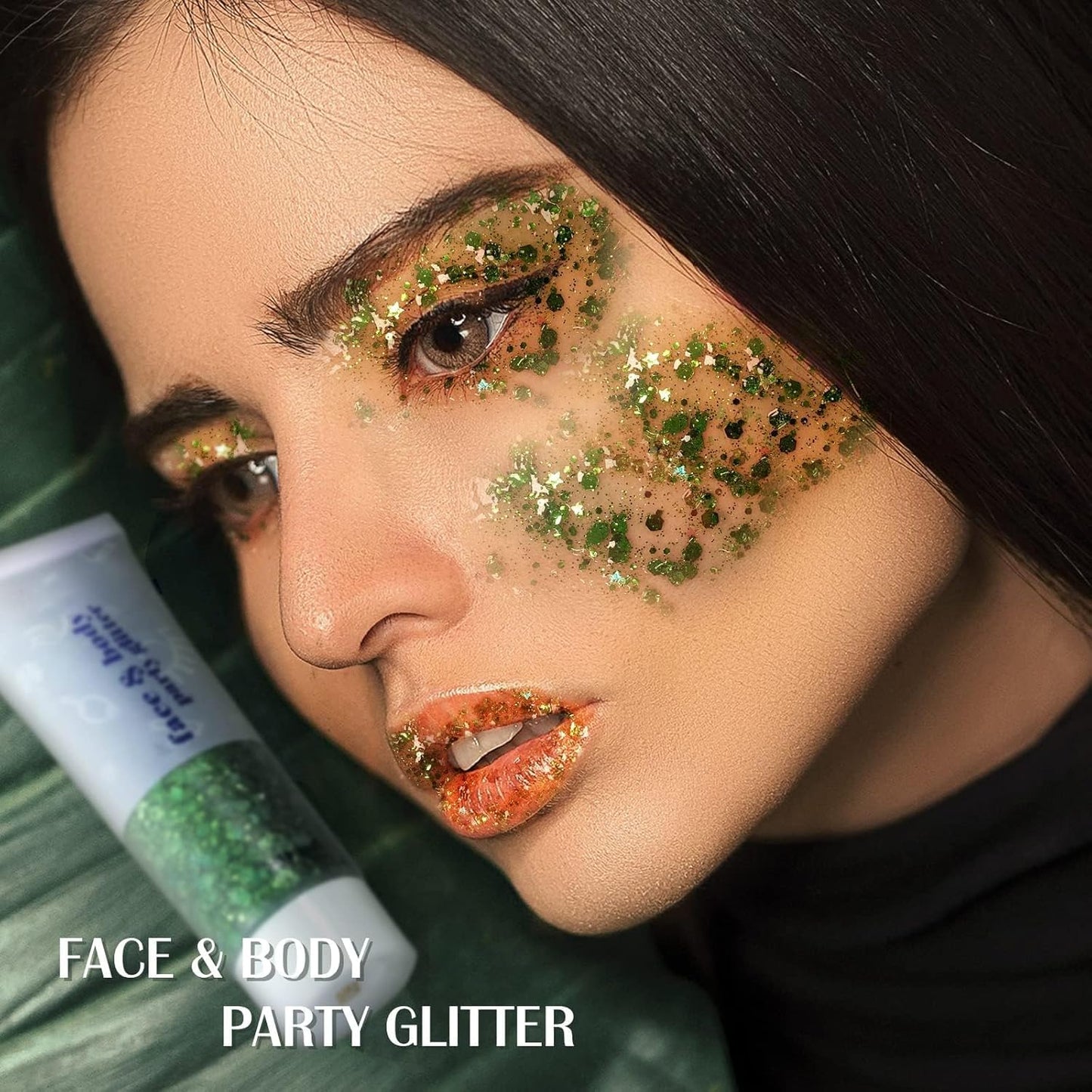 DAGEDA Green Body Glitter Gel, St Patricks Day Face Glitters Body Sequins Shimmer, Chunky Glitter for Face Hair Nails, Mardi Gras Decorations Festival Glitter Makeup 50ml