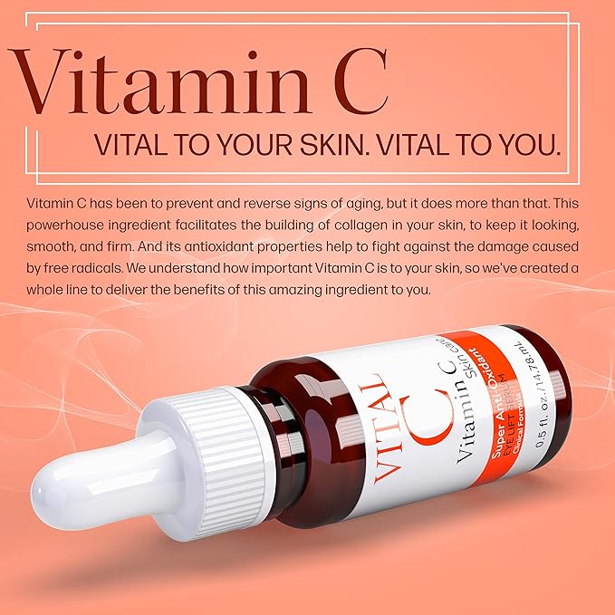 Vital C Vitamin C Serum for Eyes | Light Moisturizer | Skin Firming | Boosts Collagen | Vitamin C Skin Care Super Anti Oxidant Eye Lift Serum, 0.5 Fl Oz (2 Pack)