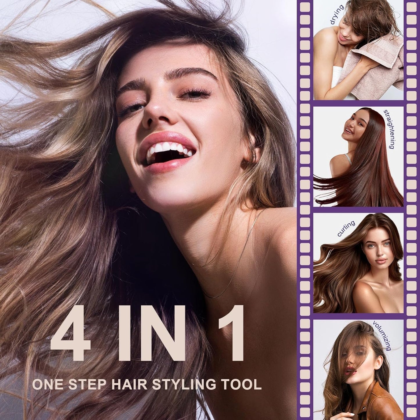 Hair Dryer Brush Blow Dry Brush in One, 2 Inch Oval Shape Hot Air Brush, Travel Hair Tools/Volumizer/Straightener/Curler, European Blow Dry Brush with Universal Adapter