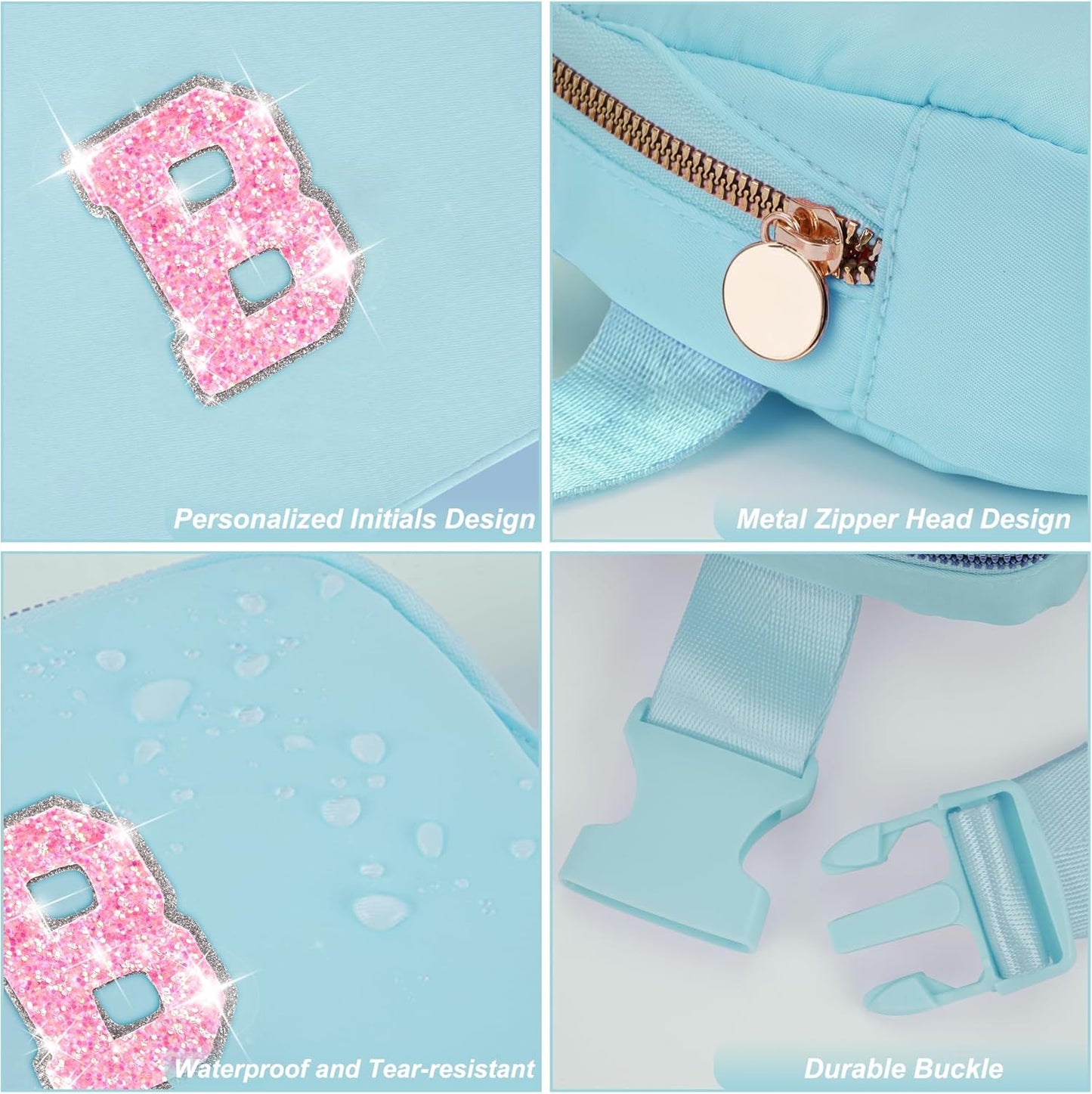 Fanny Pack Belt Bag Crossbody Bags with Initials Letter Patch Trendy Stuff for Teens Cute Stuff Birthday Gifts for Teenager Girls | B,Blue Bag