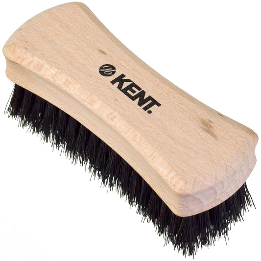 Kent BRD6 Small Travel Men's Beard and Mustache Brush, Natural Boar Bristle for Flawless Shaping and Grooming. Ergonomic Grip Wood Handle. Dry or Wet Beard, Distributes Oils and Balms. Made in England