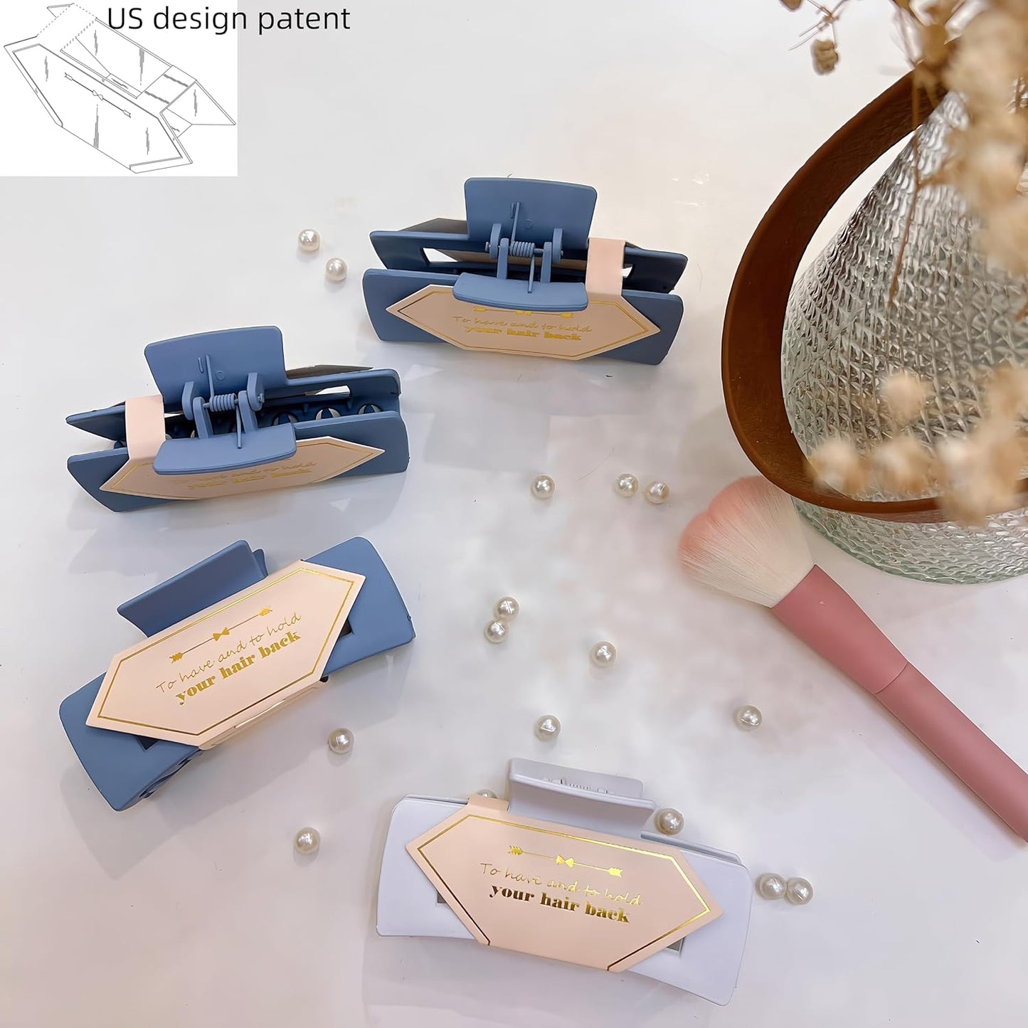 Bridesmaid Proposal Gifts 4.1inch 12pcs Square Hair Claw bachelorette party accessories Clips for Wedding Party Favors (Dusty blue)