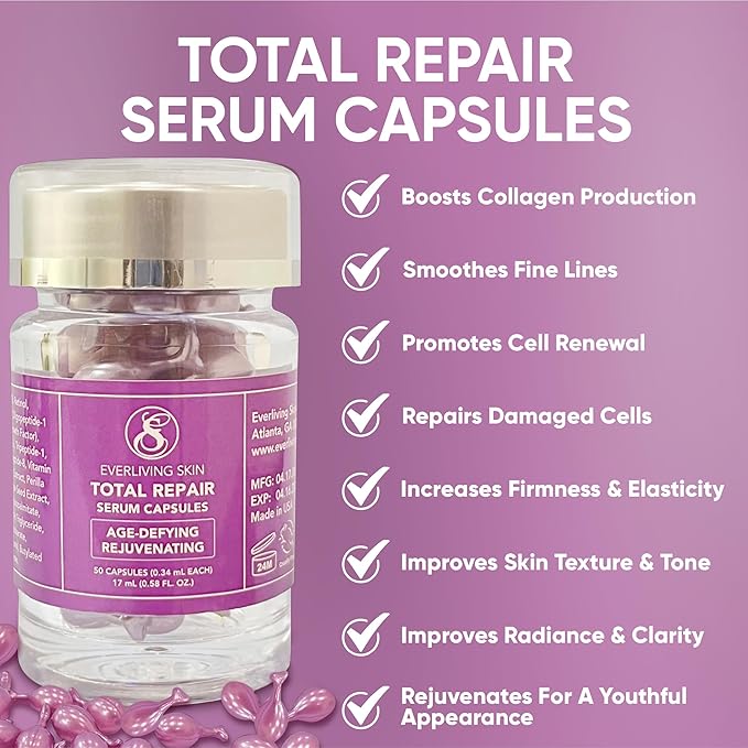 Retinol Serum Capsules (50 Count) – Anti-Aging Face Serum with Retinol, Ceramides & Peptides for Visible Results: Smoother Fine Lines & Wrinkles, Brighter, Softer, Radiant & Rejuvenated Skin