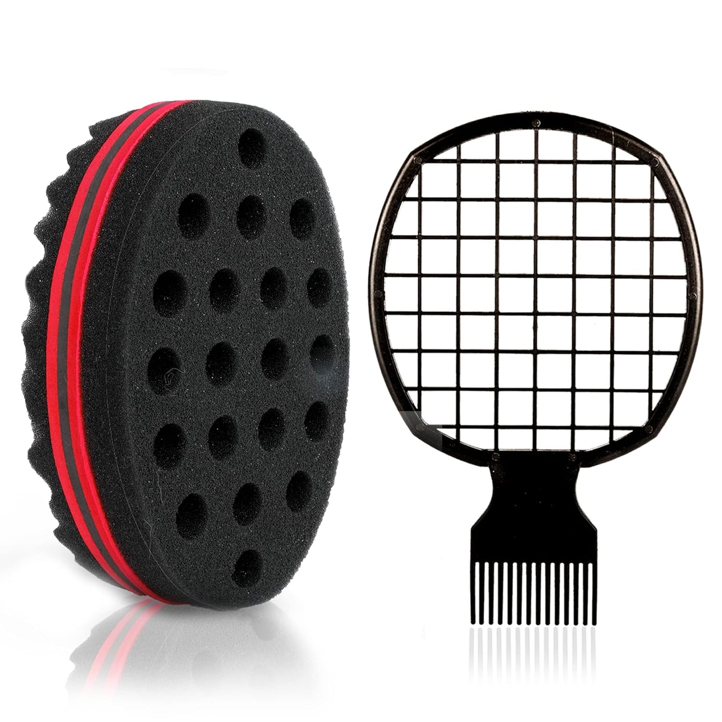 2 Pcs Afro Twist Set: Upgrade Hair Sponge and Comb for Men/Women Curls, Barber & Personal Styling