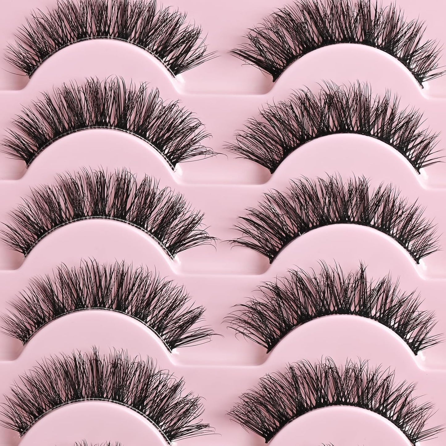 FARRED Natural Lashes Short Eyelashes Wispy False Mink Clear Band & Black Lash Strips Mixed 14 Pair Natural Look Fluffy Cat Eye Strip Eyelash Small Fake Lashes Full Pestañas Set for MUA and Beginners