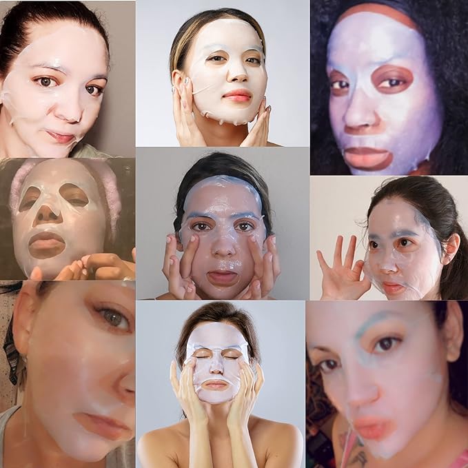 Anti Aging Lifting Hydrating Facial Bio Cellulose Face Mask Sheet For Fine Line Reducing And Skin Radiance. Made in Korea (6 MASKS)