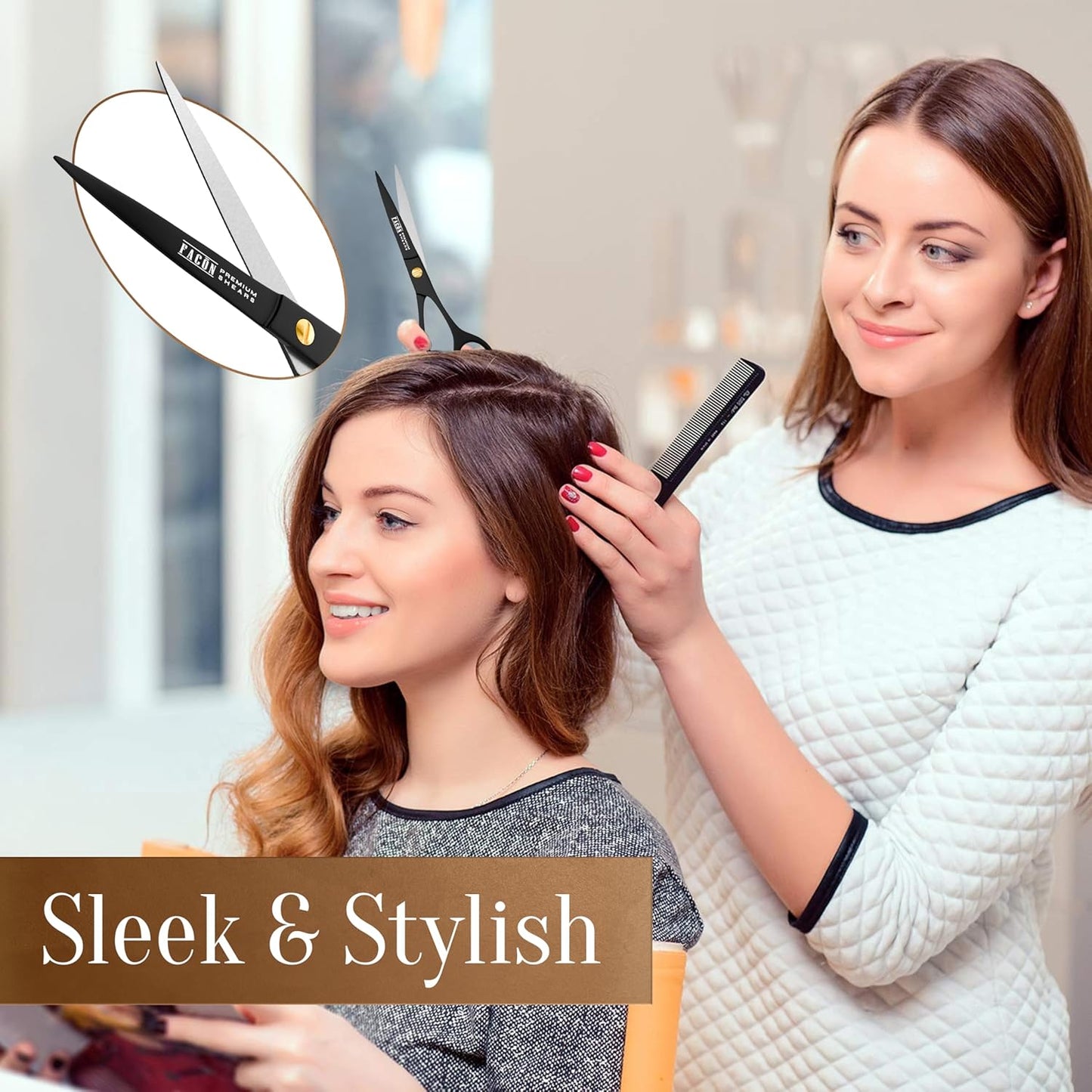 Facón Hair Cutting Scissors - Professional Hair Scissors 6.5 Inch Razor Edge Barber Shears Salon Hair Cutting Shears - Japanese Stainless Steel - Precision Cutting Premium Shears for Men, Women & Kids