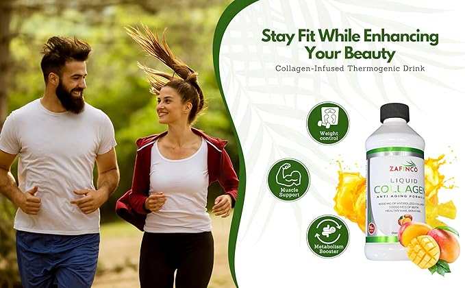 Liquid Collagen Peptides for Women & Men-Mango Flavored 10000 mcg Biotin+8000 mg Hydrolyzed,Sugar Free Premium Juice for Anti-Aging,Skin,Hair,Nails & Joints -16 Fl oz-Made in USA