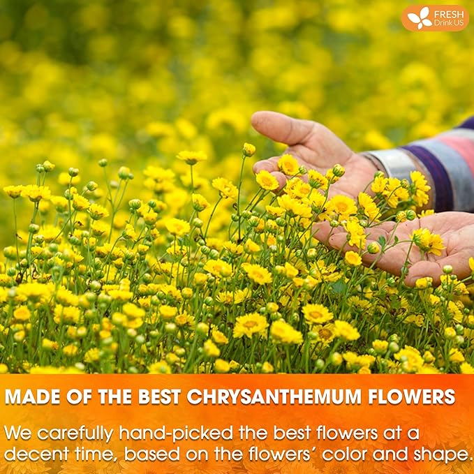 FreshDrinkUS Premium Chrysanthemum Flower Tea Bags - 120 Count, 100% Natural and Pure, Eco-Conscious. Herbal Tea, No Sugar, No Caffeine, No Gluten, Vegan