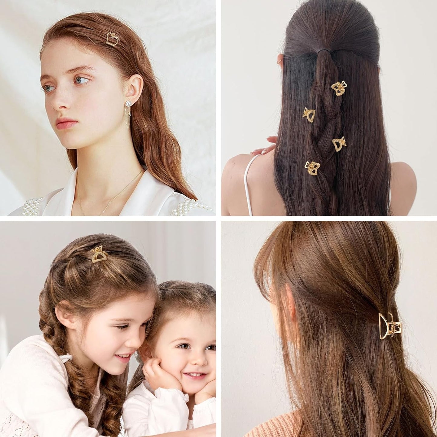 Mini Hair Clips for Women 16PCS 0.98" Gold Metal Small Claw Clips Women Non Slip Bangs Pins for Thick/Thin Hair(16PCS-Style 10(NEW))