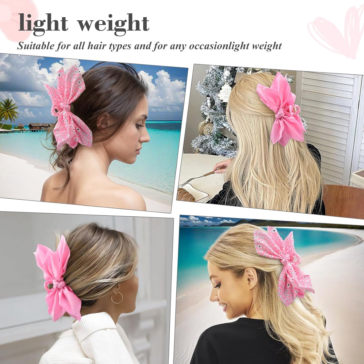 Bow Claw Clips Bow Hair Clips 2PC Pink Big Hair Bows for Women Butterfly Styling Large Hair Clips for Thick Hair for Girls Hair Accessories for Teen