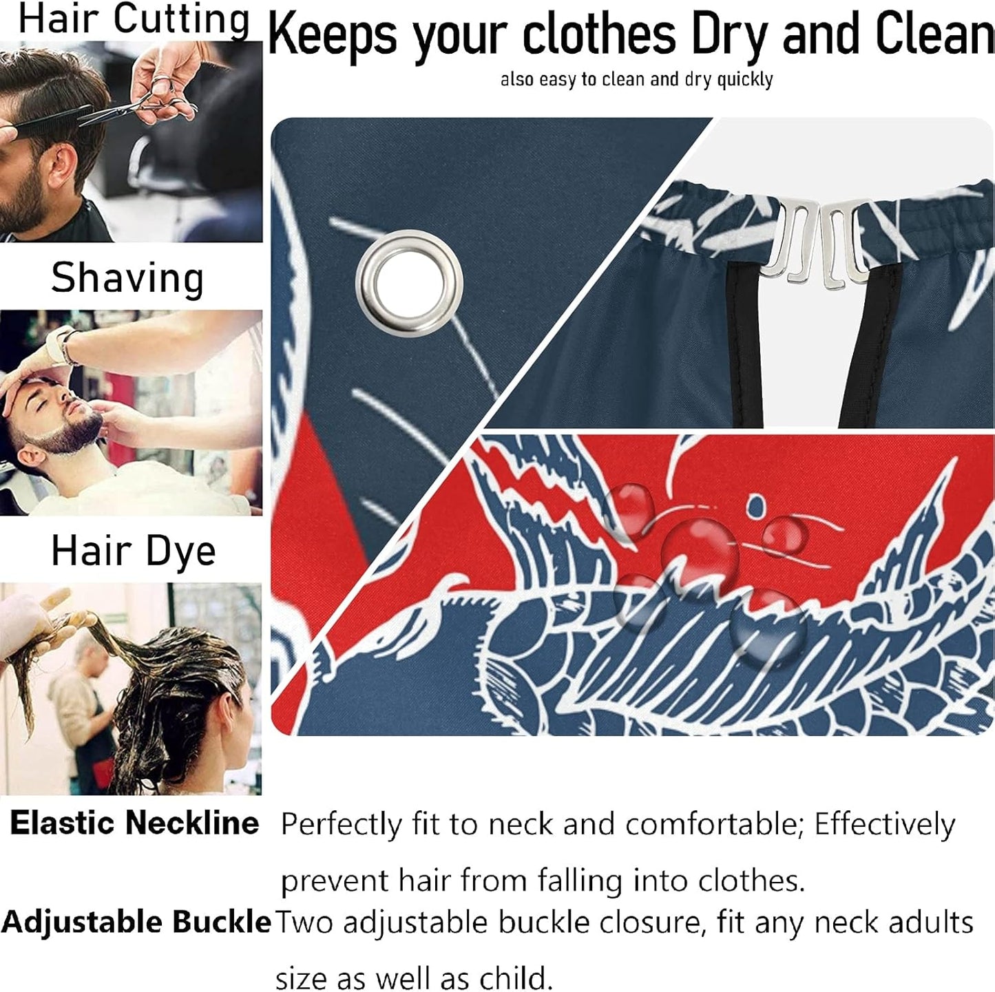 visesunny Professional Barber Cape Polyester Hair Cutting Clippings Catcher Grooming Cape Apron for Shaving Trimming For Men