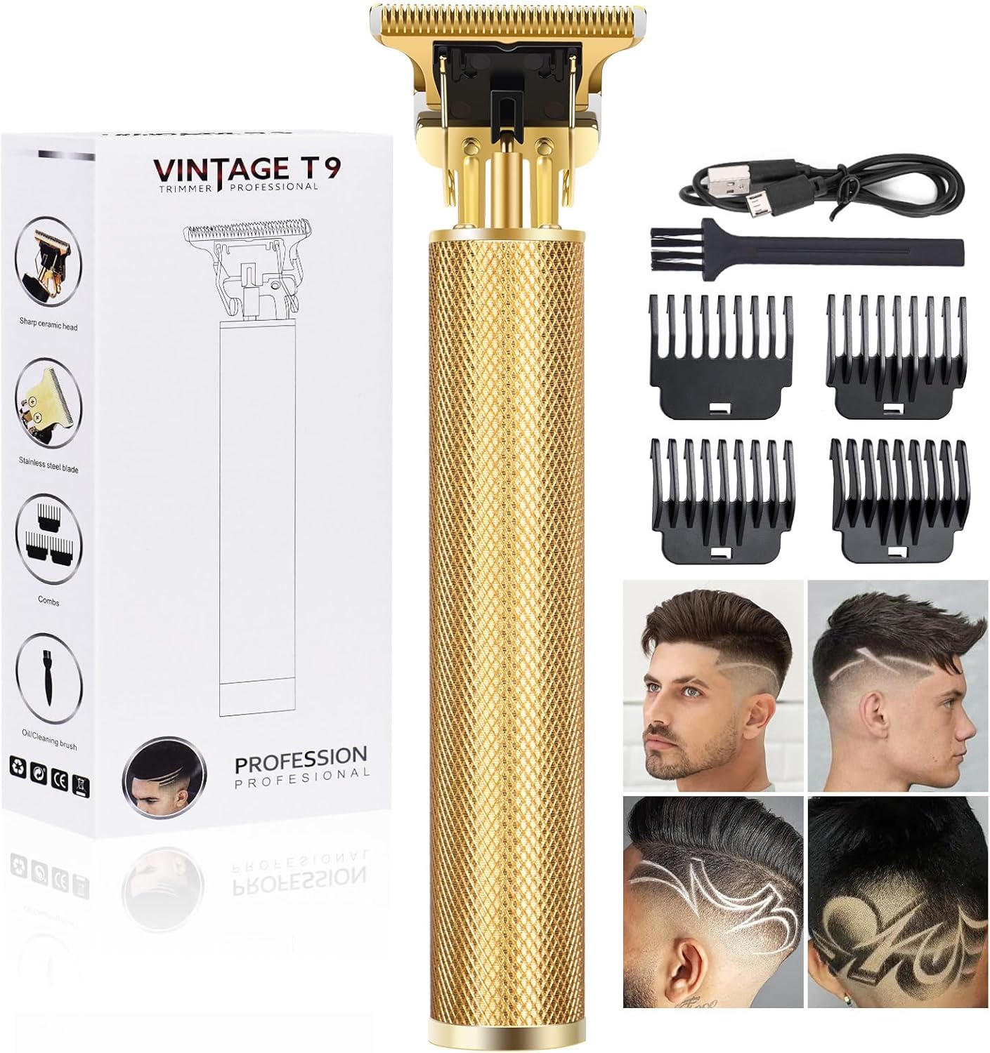 YOGINGO Professional Beard Trimmer for Men, Cordless Rechargeable Hair Trimmer for Men,T-Blade Hair Clippers,Hair Cutting Kit with Guide Combs, Gifts for Men