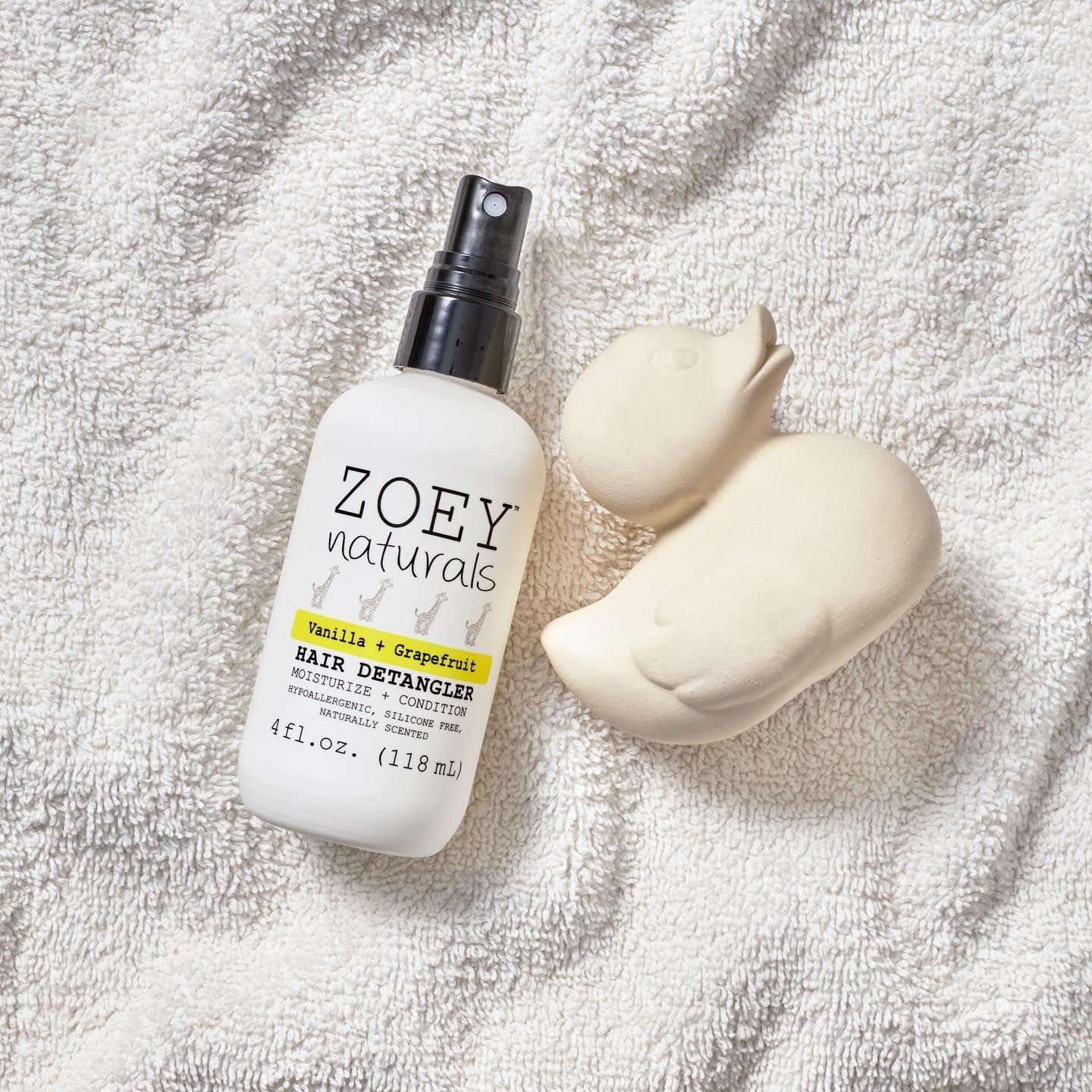 Zoey Naturals - Vanilla Grapefruit Hair Detangler Spray for Kids - Moisturizes Scalp & Fights Tangles & Dry Hair - Non-Toxic Tear-Free Leave-In Conditioner Treatment for Babies - Made in the USA, 4 Oz