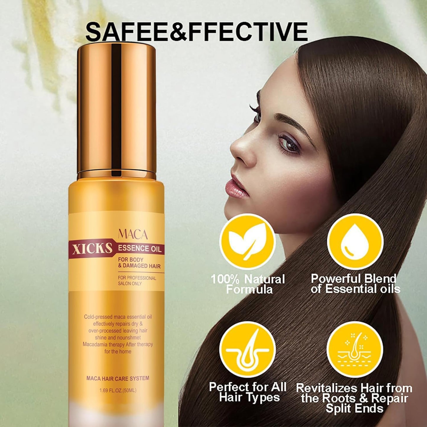 Maca Deep Conditioning Hair Treatment Maca Essence Oil 50ml-Hair Serum Oil of Morocco for Dry Damaged Hair(1.69oz)