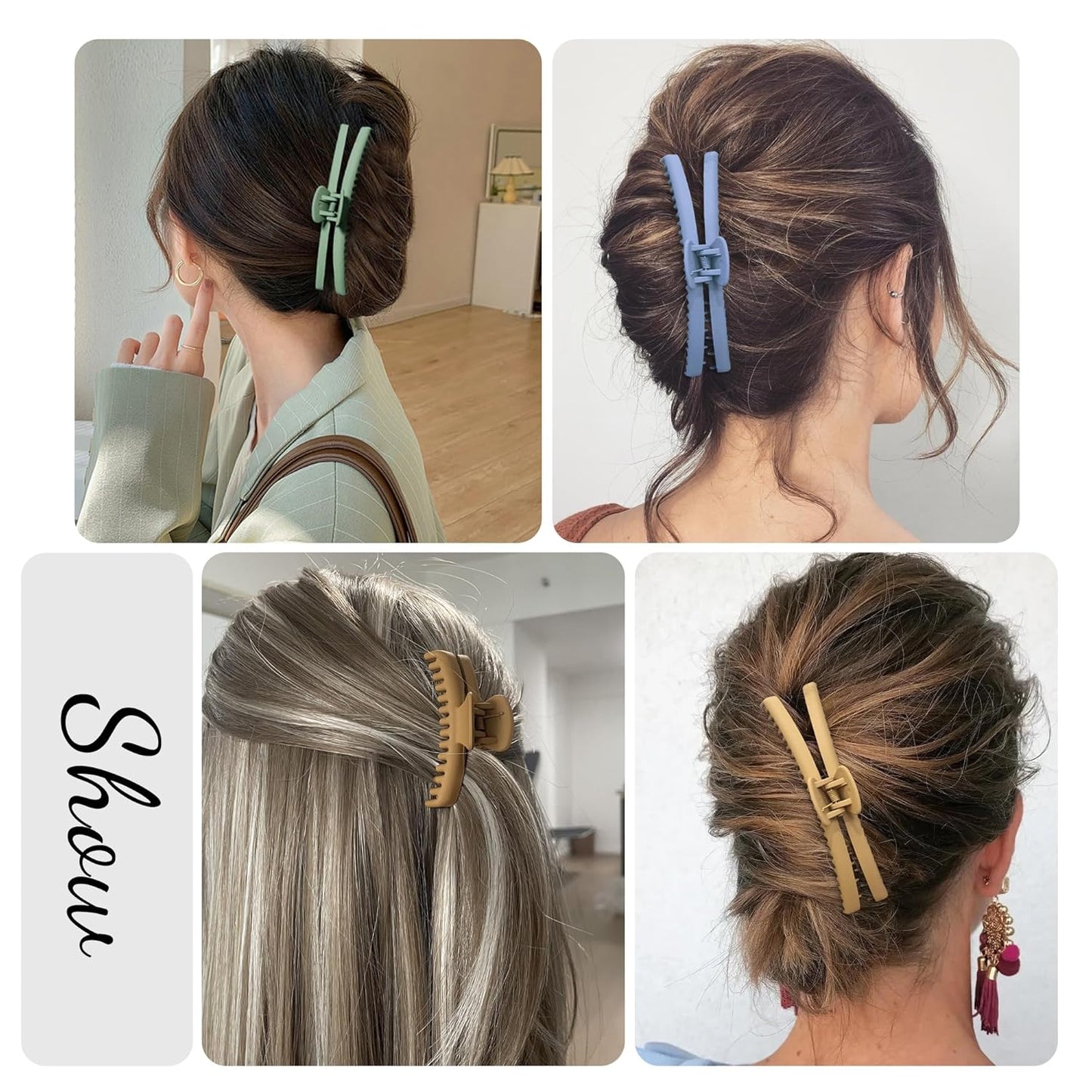 Hold Everything Claw Clip for Thick and Thin Hair - Big Barrettes for Women and Girls With Straight, Wavy, and Curly Hair - Strong Hold With 52 Teeth Banana Clips (4-Color & 2-Size)