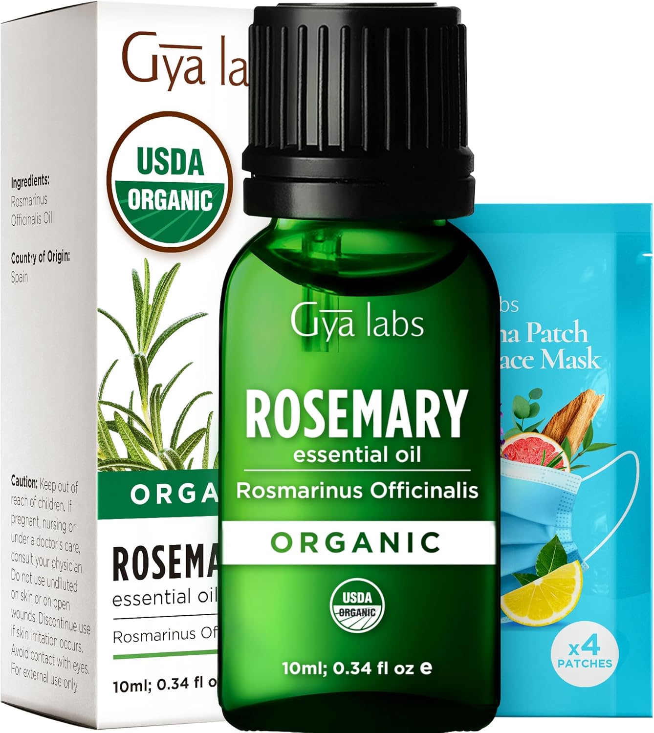 Gya Labs Organic Rosemary Essential Oil - 0.34 Fl Oz - for Skin, Hair, Diffuser, Aromatherapy, DIY Candle Making Scents