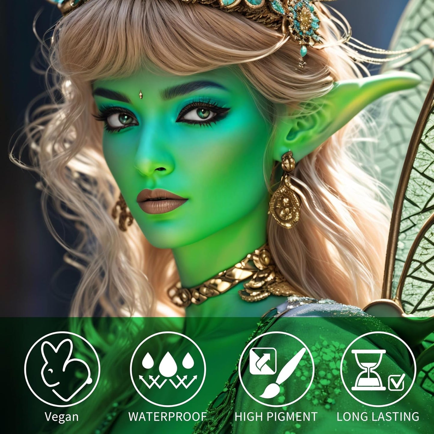 MEICOLY Lime Green Face Body Paint Stick for Halloween SFX Witch Hulk Cosplay Makeup,Elphaba Green Face Paint,Hunting Camo Face Paint,Waterproof Eye Black Stick for Baseball Softball Football Lacrosse