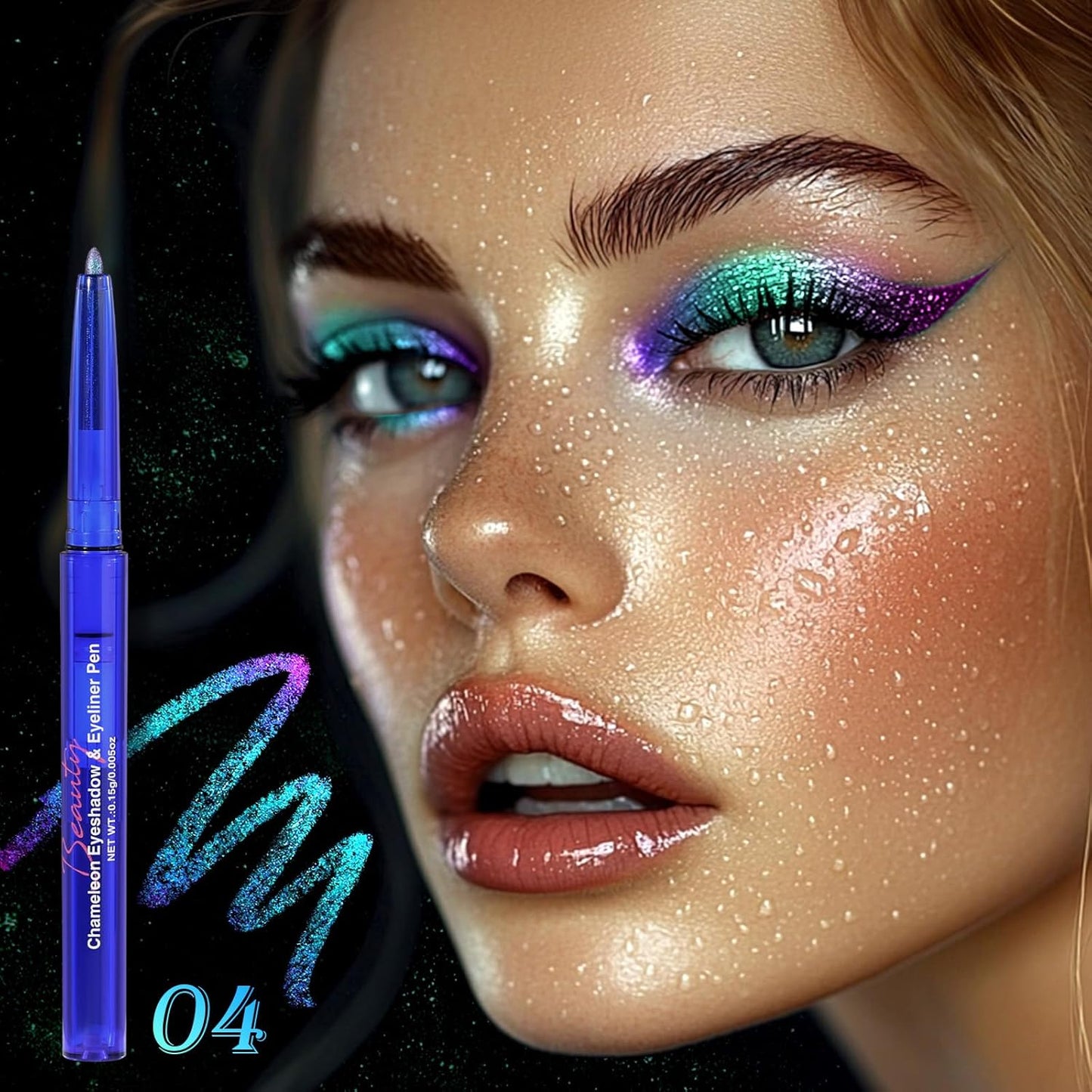 UCANBE Chameleon Eyeshadow & Eyeliner Gel Pencil-Multichrome Shifting Colors Metallic Glitter Eye Makeup,Waterproof Long-Lasting Smudge-Proof Multi-Dimensional Color (Teal Green to Rose Magenta)