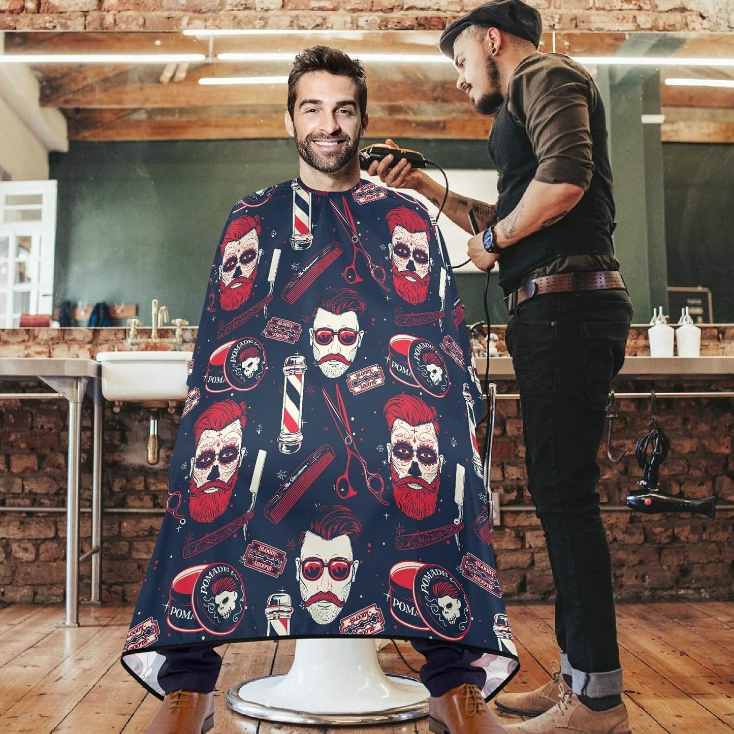 visesunny Professional Barber Cape Polyester Hair Cutting Clippings Catcher Grooming Cape Apron for Shaving Trimming For Men