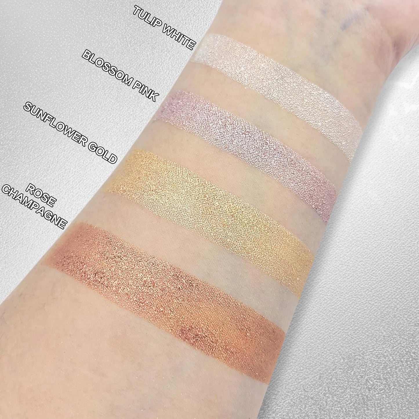 Highlighter Makeup Palette Shimmer Face Body Illuminator Glitter Highlighter Makeup Kit Long Lasting Highly Pigmented Highlighters Makeup Palette #1 Tulip White