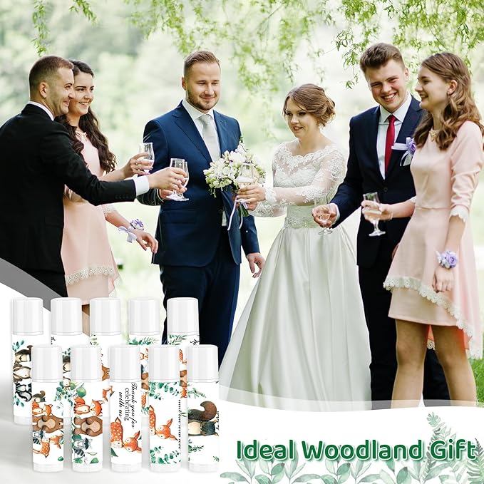 50 Pcs Woodland Lip Balm Gift Bulk, Forest Animals Baby Shower Favors Lip Care, Moisturizing and Nourishing Lip Balm for Baby Shower Guests Supplies