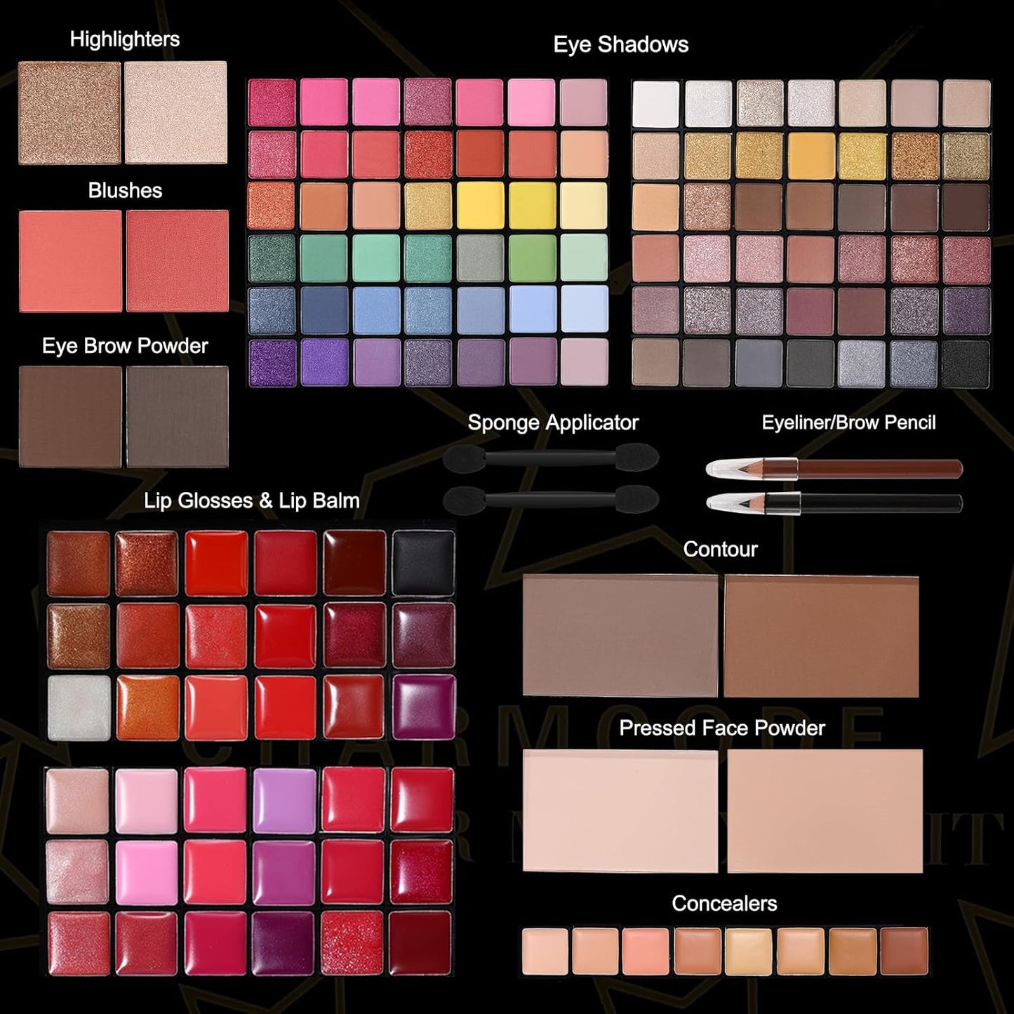 All in One Makeup Kit, Makeup Kit for Women Full Kit, Make Up Christmas Gift Set for Teen Girls- Eyeshadow Palette,Lip Gloss,Concealer,Highlighter,Blush,Eyeliner,Brow Powder & Contour