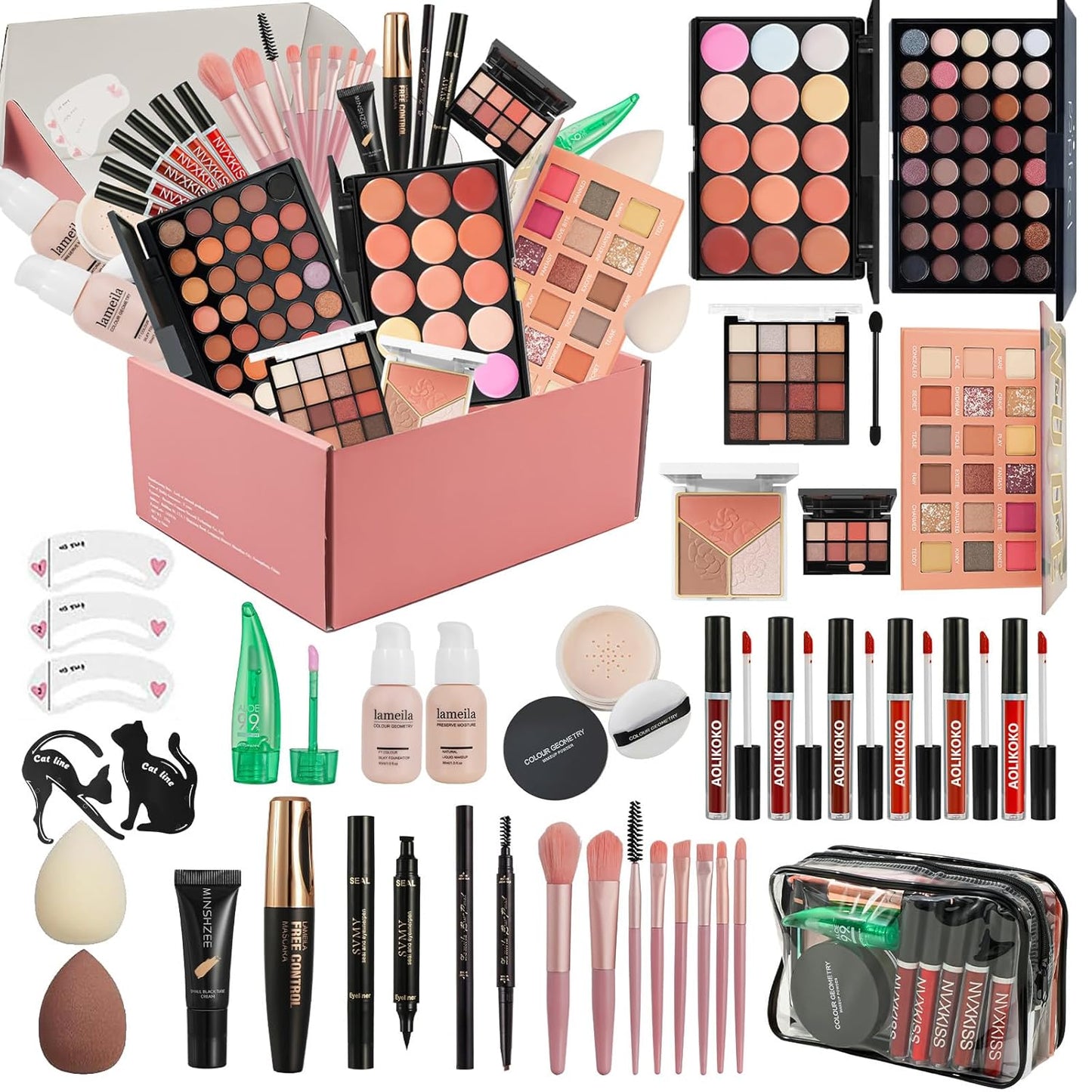 All in One Makeup Kit for Women Full Kit,Makeup Set for Women, Includes Eyeshadow Palette/Foundation/Lipstick/Eyeliner/Mascara/makeup Brush,Makeup Gift Set for Christmas & Birthday&Holiday&Everyday.