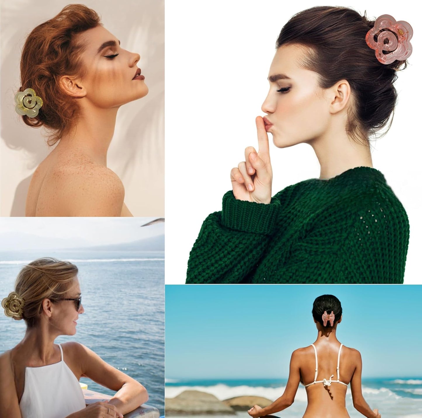 MARY LAVENDER Hair Clip Medium Claw Clips Flower-Shaped for Women and Girls, Non Slip Strong Hold Hair Clips for Thick Hair Medium Hair Thin Hair 8 pcs