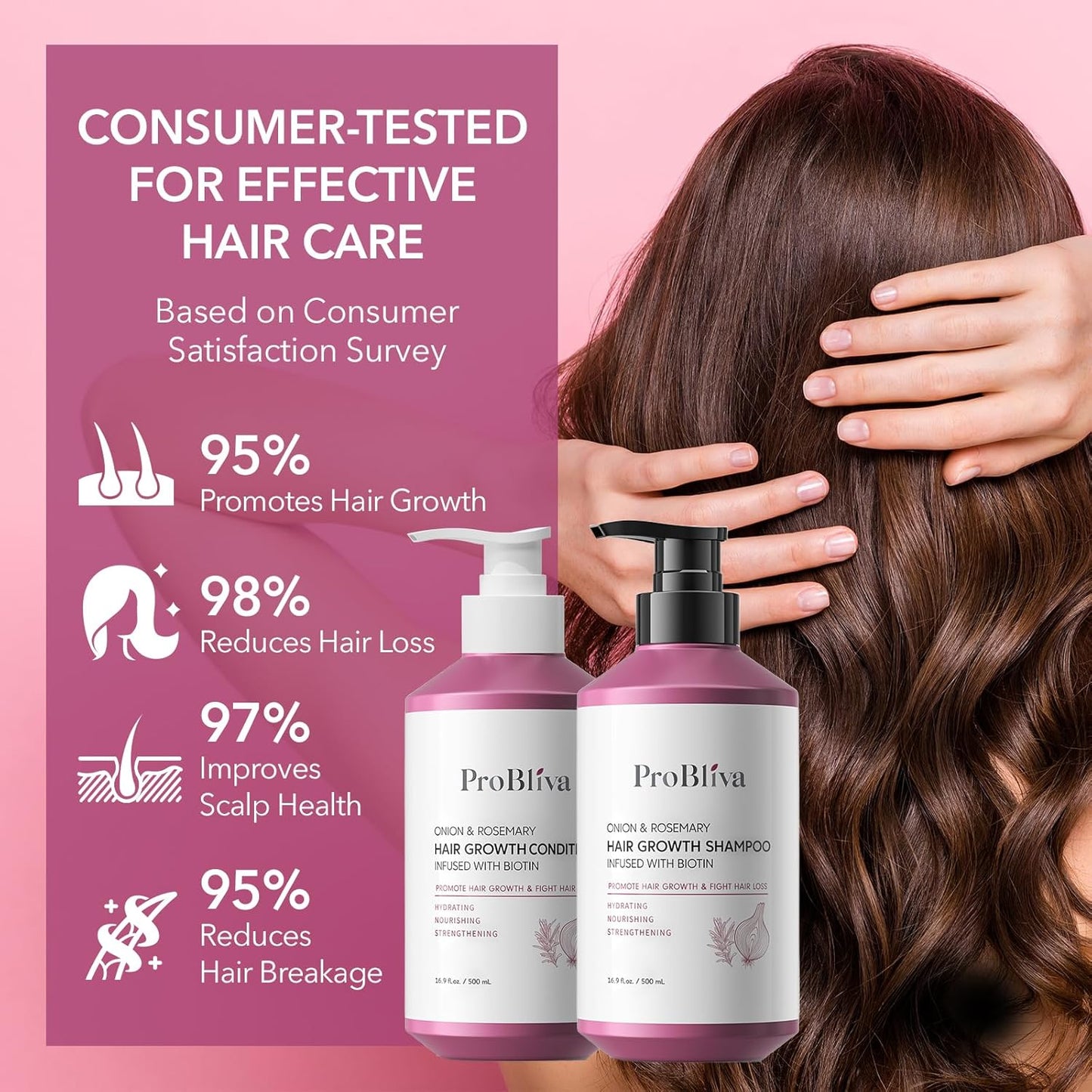 ProBliva Onion Shampoo and Conditioner Set: Rosemary and Biotin Infused for Thinning Hair and Hair Loss – Strengthens, Nourishes & Promotes Thicker, Healthier Hair for Women and Men