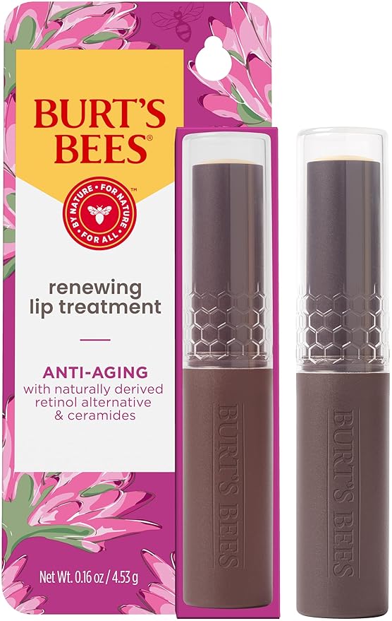 Burt’s Bees Renewing Lip Treatment, With Naturally Derived Retinol Alternative and Ceramides, Lip Treatment With Responsibly Sourced Beeswax, Tint-Free, Anti-Aging, 0.16 oz.